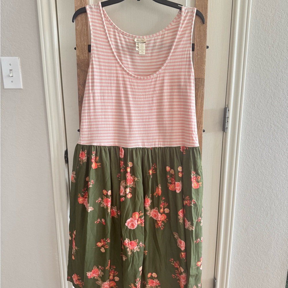 Vintage Matilda Jane Striped and Floral Sleeveless Dress